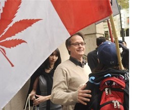 Marc Emery is counting down to July 9, with 50 days to go in a five-year sentence in a Mississippi jail for selling marijuana seeds to U.S. customers from his Vancouver shop. In this May 2010 photo, Emery surrenders himself at BC Supreme Court today in preparation for extradition to the U.S.