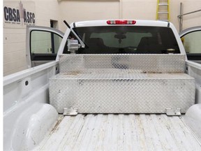 A woman was found in a secret compartment in this truck at the Carway border crossing.