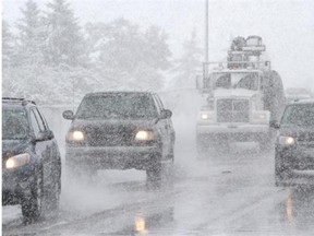 Northwest Calgary was hit hard Monday by blowing snow that caused difficult driving conditions.