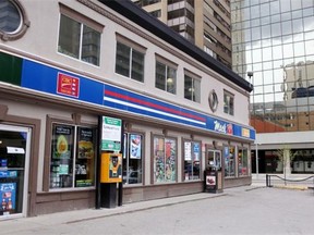 The Mac's convenience store in downtown Calgary on the corner of 7th Avenue and 8th street S.W. The area became known for drugs and crime and was dubbed "Crack Mac's" by the community.