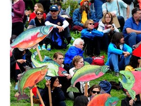 Rally against the proposed Enbridge Northern Gateway pipeline as part of a cross-Canada Defend Our Climate day of action in Vancouver, BC.