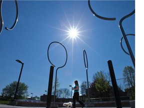 As part of the rehabilitation of Jack Purcell Park in Centretown, the city has installed 10 funky looking light poles as a nod to the famed badminton player of the same name. Only problem is that Jack Purcell was from Guelph; Ottawa's Jack Purcell was a community volunteer who mended children's hockey sticks in the 1950s and 60s. Photo taken on May 19, 2014. (Photo by Wayne Cuddington/ Ottawa Citizen)