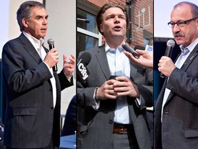 The three candidates for the Alberta PC leadership. From the left: Jim Prentice, Thomas Lukaszuk and Ric McIver.