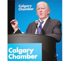 Calgary, Alberta; June 5, 2014 -- Brian Burke, President of Hockey Operations for the Calgary Flames, talks at a Calgary Chamber event at the Hyatt Regency in Calgary, on June 5, 2014Scho. (Photo by Crystal Schick/Calgary Herald) For Sports, story by Scott Cruickshank. Trax # 00056123A