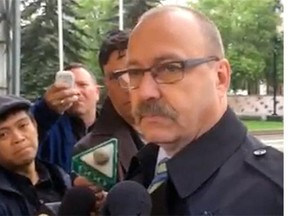 PC leadership candidate Ric McIver apologizes at a Calgary news conference Thursday for taking part in a March for Jesus staged by a religious group known for its anti-gay stance.
