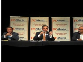 The three candidates for Alberta PC leadership. From the left: Thomas Lukaszuk, Jim Prentice, and Ric McIver.