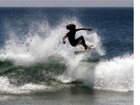 A Nicaraguan surfer catches air of the break at Playa Madera, near San Juan Del Sur, Nicaragua.