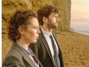 Olivia Colman, left, and David Tennant in Broadchurch. Tennant will reprise his role in a U.S. version shooting in British Columbia.