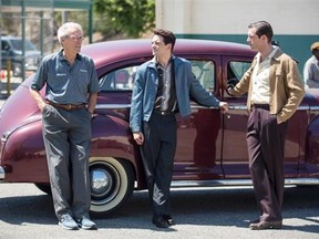 Director/producer, Clint Eastwood, from left, Vincent Piazza and Stettler, Alberta native Michael Lomenda on the set of Warner Bros. Pictures’ musical “Jersey Boys,” a Warner Bros. Pictures release.