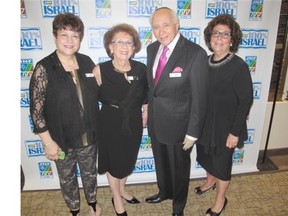 Pictured, from left, are JNF board member Debbie Krygier, Harriet and Phil Libin — past Negev honourees — and Beth Price, national vice-president, JNF Canada.