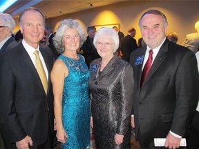 Pictured, from left, at the Rotary Club of Calgary Centennial Gala May 3 at the Hyatt are Stan Carscallen, Q.C., and his wife Eva Friesen, Rotary Club of Calgary president with Jetta Burton and her husband Ron Burton, International president of Rotary Clubs worldwide. .