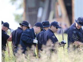 Police search a 16-hectare property northeast of Airdrie on the weekend, looking for clues in the disappearance of a Calgary family.