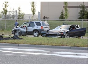 Police were on scene after 3 vehicles were involved in a collision on Métis Trail NE in Calgary on Sunday, Aug. 31, 2014.
