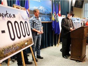 Premier Dave Hancock announced the plan for new licence plates for Alberta at the McDougall Centre on July 8.