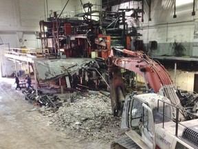 Presses are dismantled at the Calgary Herald Building. The presses are 1979-vintage Goss Metroliners, which were decommissioned in November when printing of the Calgary Herald was outsourced to Transcontinental Printing Ltd.