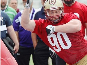 Quinn Smith, seen here during the final drills in preparation for the CIS East West Bowl in 2013, has tested positive for Stanozolol metabolite.