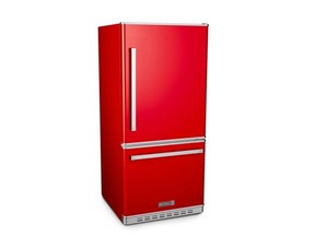 Pro refrigerator in cherry red from the new Pro line that offers contemporary style with 12 standard colour options from Big Chill.