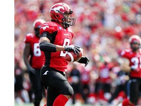 Runningback Jon Cornish runs in a touchdown as the Calgary Stampeders beat the Montreal Alouettes 29 to 8 on June 28, 2014 at McMahon Stadium. Cornish will return to the lineup in Sunday's game against the Ottawa Redblacks.