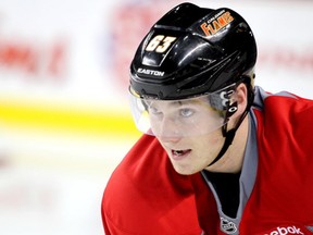 Calgary Flames Sam Bennett during Flames practice at the Scotiabank Saddledome in Calgary on September 23, 2014. (Leah Hennel/Calgary Herald)