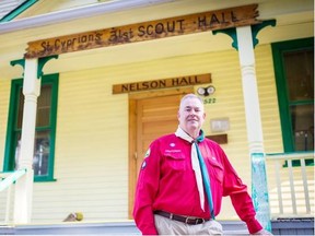 Scout leader Mark Dickin stands outside the headquarters of the St. Cyprian’s 31st Scout Group on 21st Avenue N.W. The group fears it could be forced to leave the space after more than 50 years.