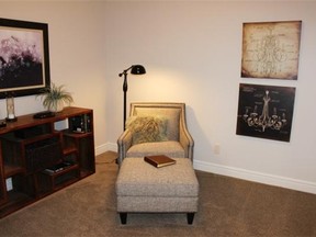 The secondary bedroom in a villa show home at Vistas of Tuscany by Albi Homes. Andrea Cox, for the Calgary Herald