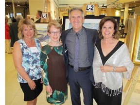 All smiles at Rotary Club of Sarcee 16th Annual Art from the Heart benefit art auction and dinner held May 2 at Telus Spark are, from left, EvenStart executive director Ilona Boyce, event co-chair Joyce Halpenny, MCAP Financial’s Bob Balfour and his wife, event co-chair Janet Balfour.