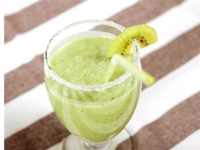 Sneak some extra fruit and vegetables into your child’s diet by serving this refreshing green beverage featuring kiwi and cucumbers.