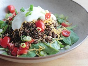 Spicy Red Quinoa Salad. Recipe from Grain Power by Patricia Green and Carolyn Hemming. 
 Photo by Gwendolyn Richards, Calgary Herald.