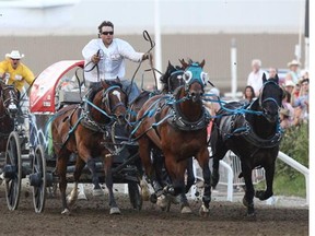 Kurt Bensmiller could not be caught in Sunday's dash for cash at the Rangeland Derby at Stampede Park in Calgary on Sunday, July 13, 2014.