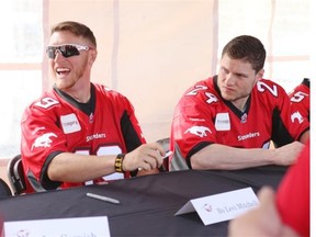 Stamps quarterback Bo Levi Mitchell, left and defensive back Keenan MacDougall both could play integral roles in Calgary’s CFL season as they enter training camp fighting for starting jobs.