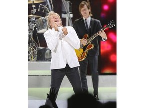 Rod Stewart performs live at the Scotiabank Saddledome on Monday.