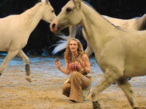 Elise Verdoncq in Odysseo, a multi-media extravaganza featuring 67 horses and 50 artists that added five more performances Thursday, extending its Calgary run through June 22.