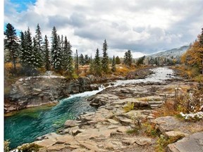 The stunning Castle Falls in the Castle wilderness area of southern Alberta.