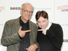 Talent manager Shep Gordon, left, and actor and director Mike Myers attend a screening of Supermensch: The Legend of Shep Gordon on May 29, 2014 in New York. The pair met on the set of Wayne’s World in 1991.