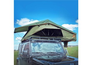 The Tamarack, a new rooftop tent from Treeline Outdoors, was dreamed up by Calgary-born Chad Kendrick after a hairy bear encounter while camping.