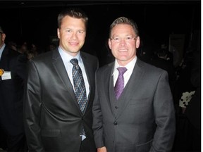 MNP’s Trevor Winkler, left, and Randy Mowat were all smiles at the 2014 Business in Calgary Leaders of Tomorrow Awards held recently at the Metropolitan Centre. Mowat was recently honoured with the prestigious Marketer of the Year award from INSIDE Public Accounting.