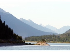 The view to Mount Engadine Lodge along Spray Lakes Road outside Canmore.