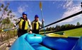 Natalie and Mickey jostle for position during the first challenge on the second season finale of The Amazing Race Canada.