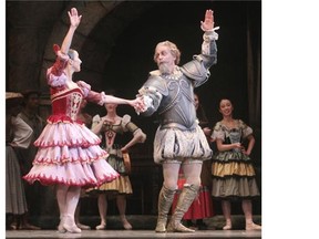 Alberta Ballet artistic director Jean Grand-Maitre plays Don Quixote alongside Hayna Gutierrez as Kitri in the ballet’s production of Don Quixote at the Jubilee September 24, 2014.