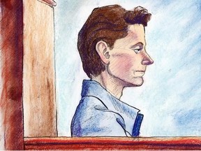 An artist’s rendering of Deborah Louise Point in the defendant’s box during her trial on charges of second-degree-murder in the death of Audrey Trudeau in 2000.