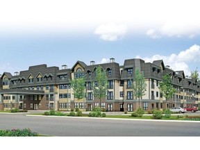An artist’s rendering of the exterior of Swan Evergreen Village. Courtesy Swan Group