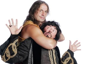 Bret Hart, left, and Ross Petty perform in Aladdin.