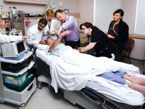 The Calgary Stroke Team assesses a patient emergently at the bedside. With stroke, every minute matters. Image courtesy the Canadian Stroke Network.