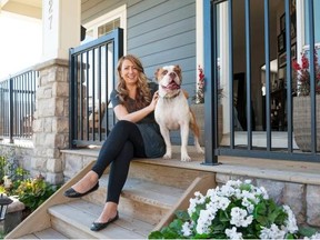 Cheryl Sullivan and her husband Kevin bought an infill by Sagebrook Developments in Altadore, where they can walk their Old English bull dog Mathilda along the river. Don Molyneaux for the Calgary Herald.