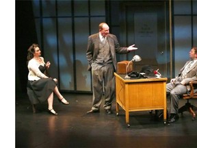 Emma Tripp, Stephen Hair and Graham Percy in Vertigo Theatre’s Farewell, My Lovely, a stage adaptation of the classic film noir by Raymond Chandler