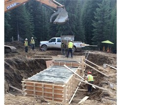 Construction at Jumbo Glacier Resort near Invermere, B.C. The resort is in a holding pattern after its environmental certificate expired, but officials say they’re still on track to open the day lodge and a lift by next winter.