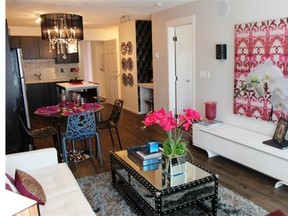 Copperfield Park III’s E2 show home great room. Andrea Cox for the Calgary Herald.