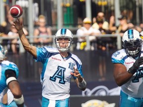 Despite the Toronto Argonauts' 3-7 record, Stamps D-line coach DeVone Claybrooks points out that quarterback Ricky Ray, above, still throws the best deep ball in the CFL.