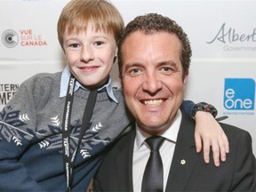 Rick Mercer, right, shares a moment on the red carpet with co-star Kyle Catlett, the at the CIFF opening gala in Calgary on Thursday.