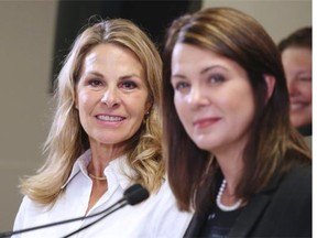 Former Calgary police officer Kathy Macdonald, left, was announced by leader Danielle Smith as the Wildrose candidate for Calgary Foothills at the Edgemont Community Hall on Tuesday Sept. 30, 2014.
